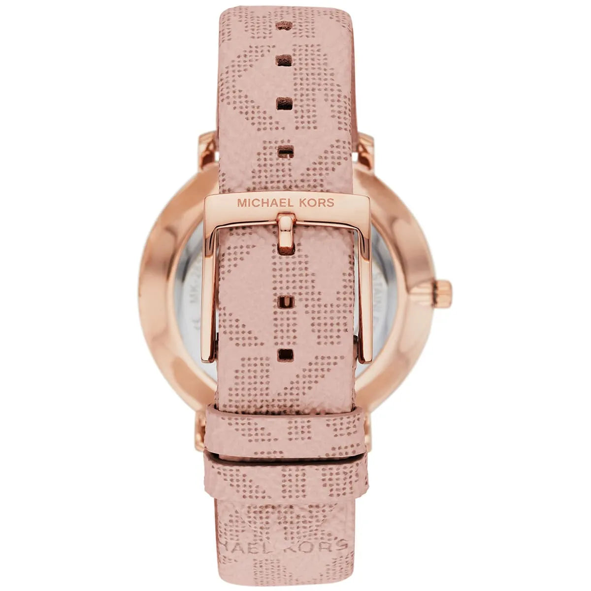 Michael Kors Pyper watch caseback showing engraved model and specifications