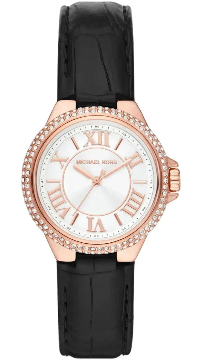 Michael Kors Mini Camille Pavé Rose Gold-Tone And Crocodile Embossed Leather Watch Mk2962I