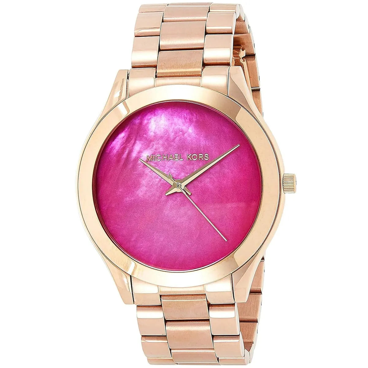 Michael Kors Runway women's watch with pink mother-of-pearl dial and rose gold stainless steel case