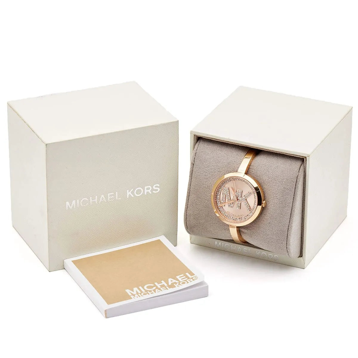 Michael Kors Blakley watch in rose gold with packaging and branded box