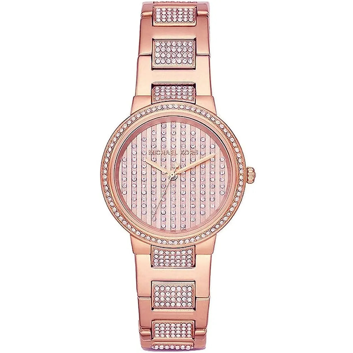 Michael Kors Gabbi Glitz rose gold women's watch with crystal-paved dial and bracelet