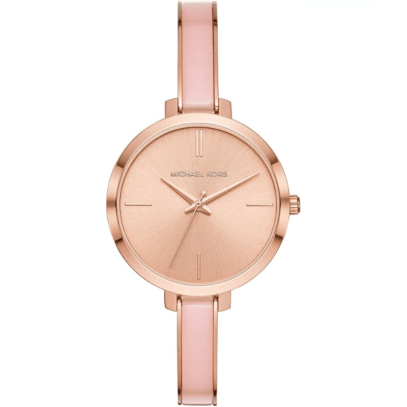 Michael Kors Jaryn Analog Gold Dial Pink Steel Strap Watch For Women - MK4343