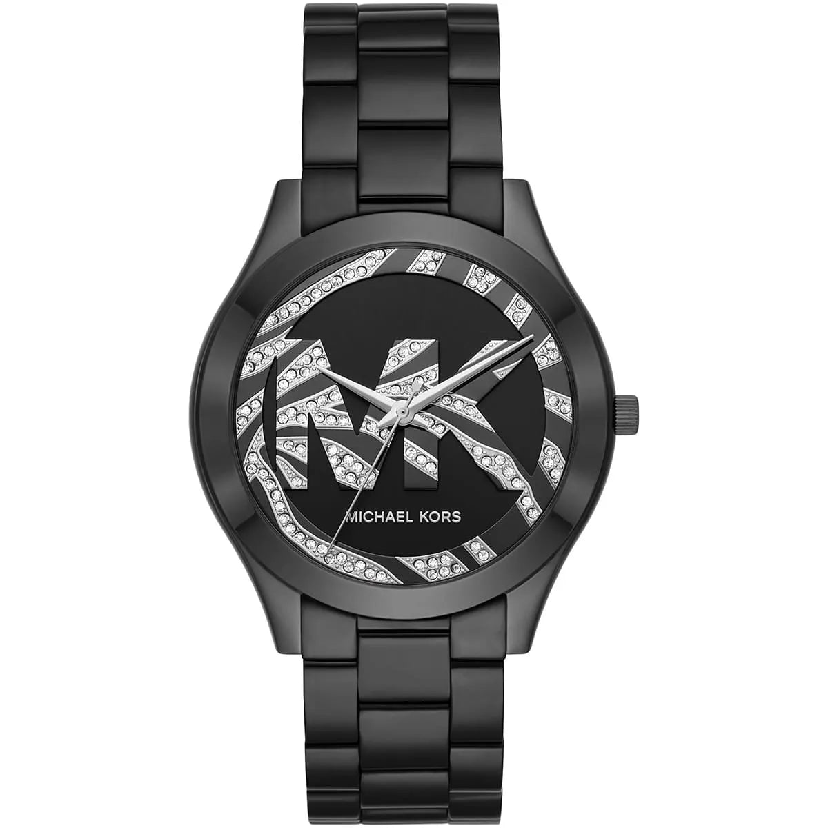 Michael Kors Slim Runway black watch with crystal-embellished dial and black stainless steel bracelet