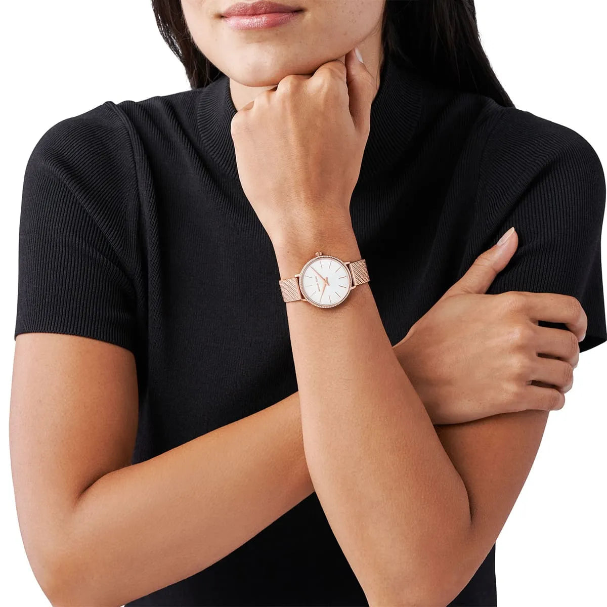 Michael Kors Mini Pyper White MOP Dial Rose-gold Women's Watch - MK4588