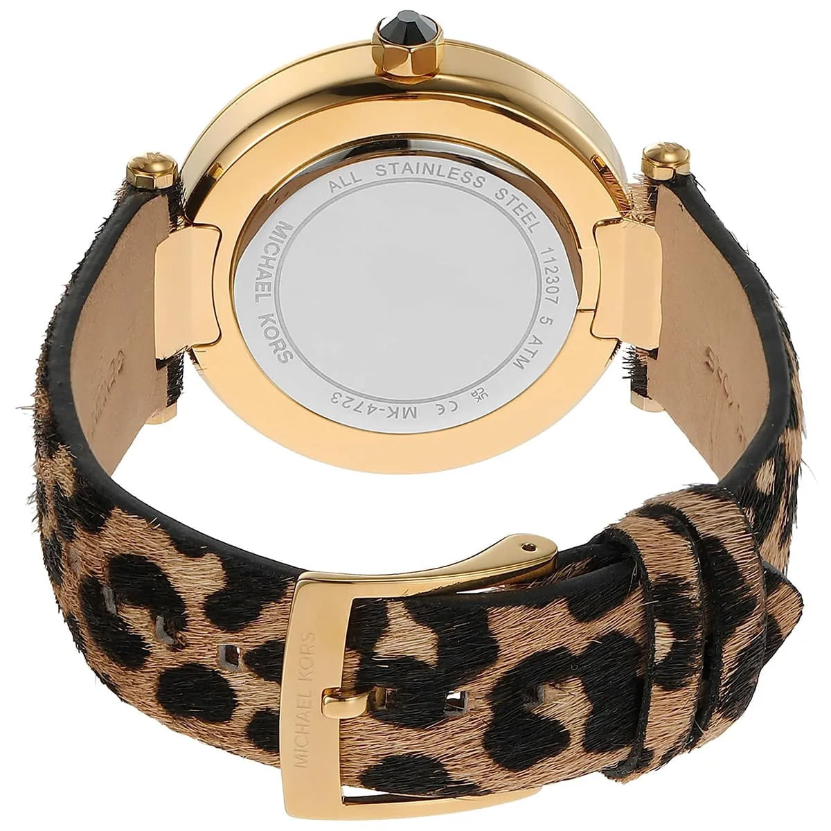 Michael Kors Parker Pavé Gold Bezel Brown/Black Genuine Leather Women's Watch - MK4723