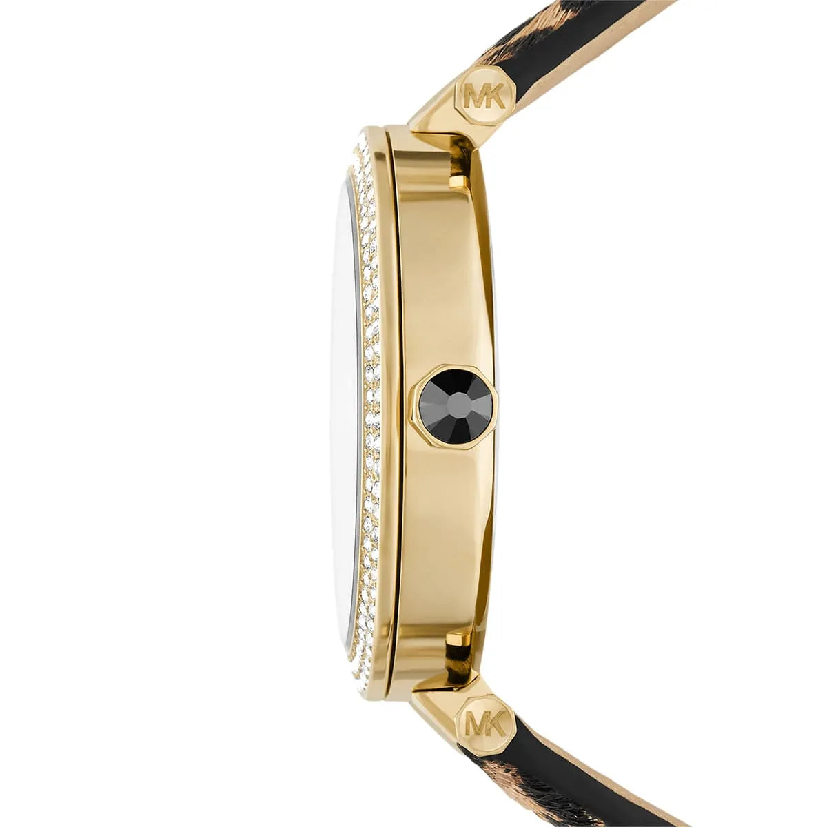 Michael Kors Parker Pavé Gold Bezel Brown/Black Genuine Leather Women's Watch - MK4723