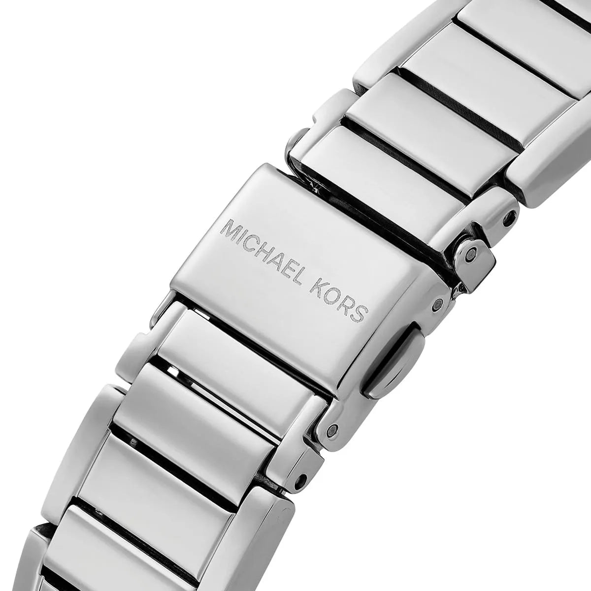 Michael Kors Sylvia stainless steel metal bracelet with logo clasp detail