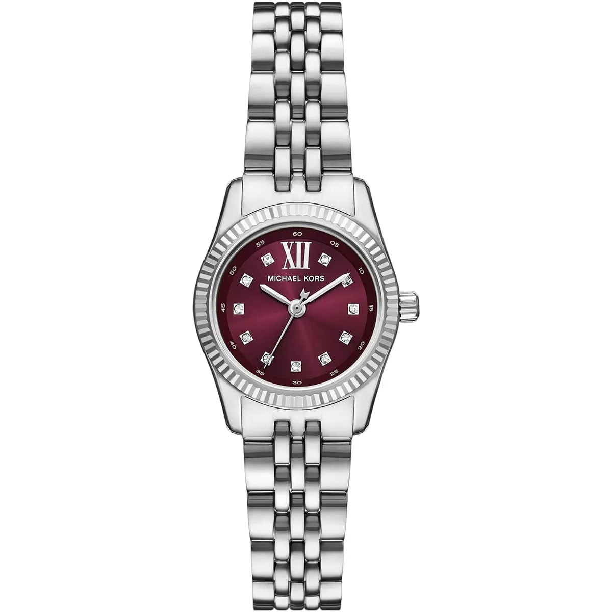 Michael Kors Lexington MK4968 women's watch with burgundy dial and silver stainless steel bracelet