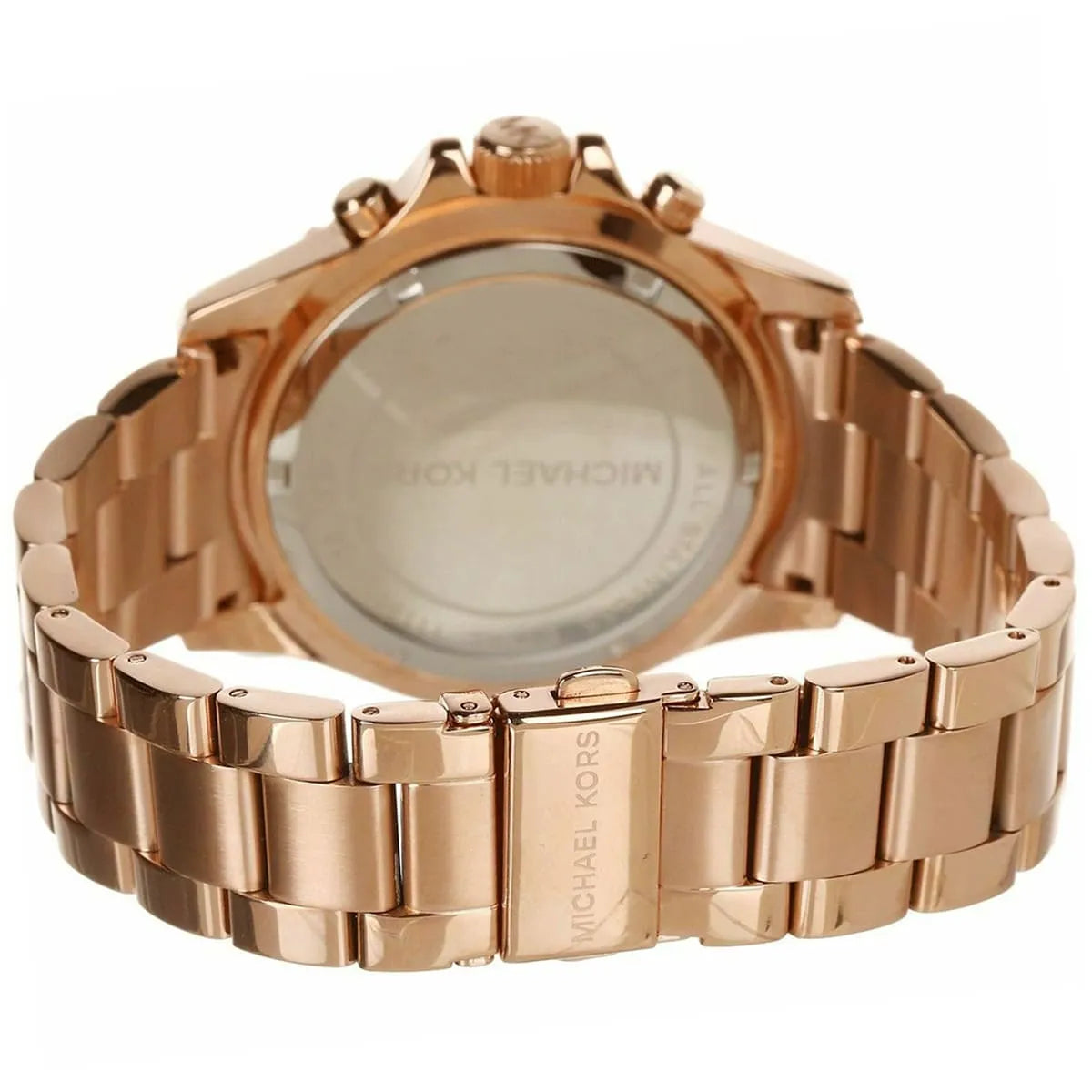 Michael Kors MK5755 Everest caseback showing rose gold stainless steel case back