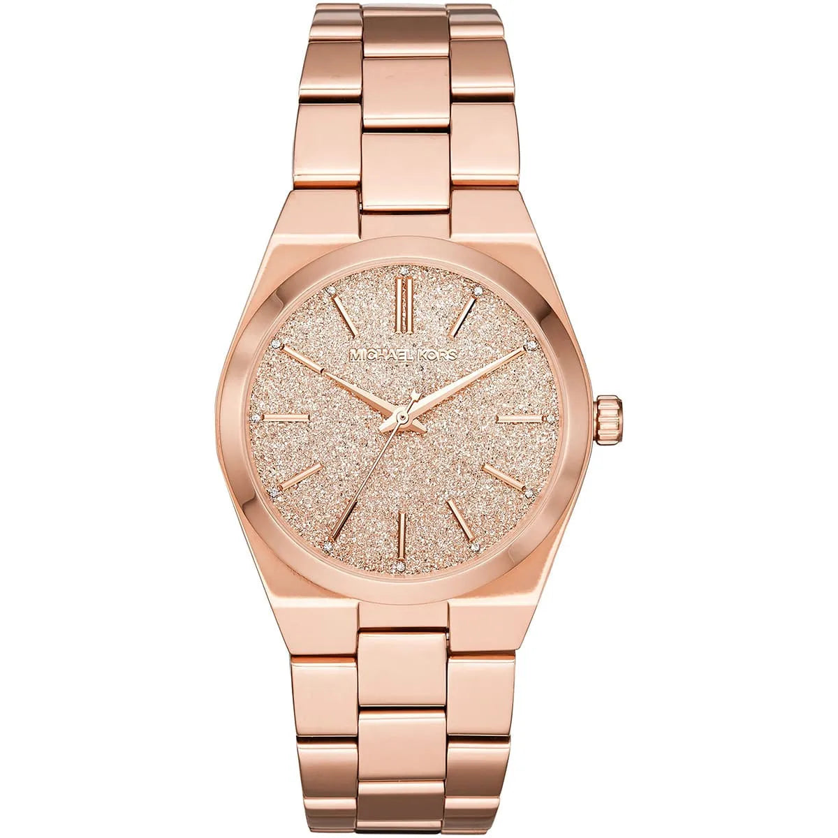 Michael Kors Channing MK6624 rose gold watch with glitter dial and stainless steel bracelet