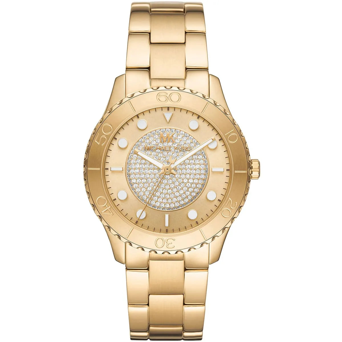 Michael Kors Runway gold women's watch with crystal-pavé dial and gold stainless steel bracelet