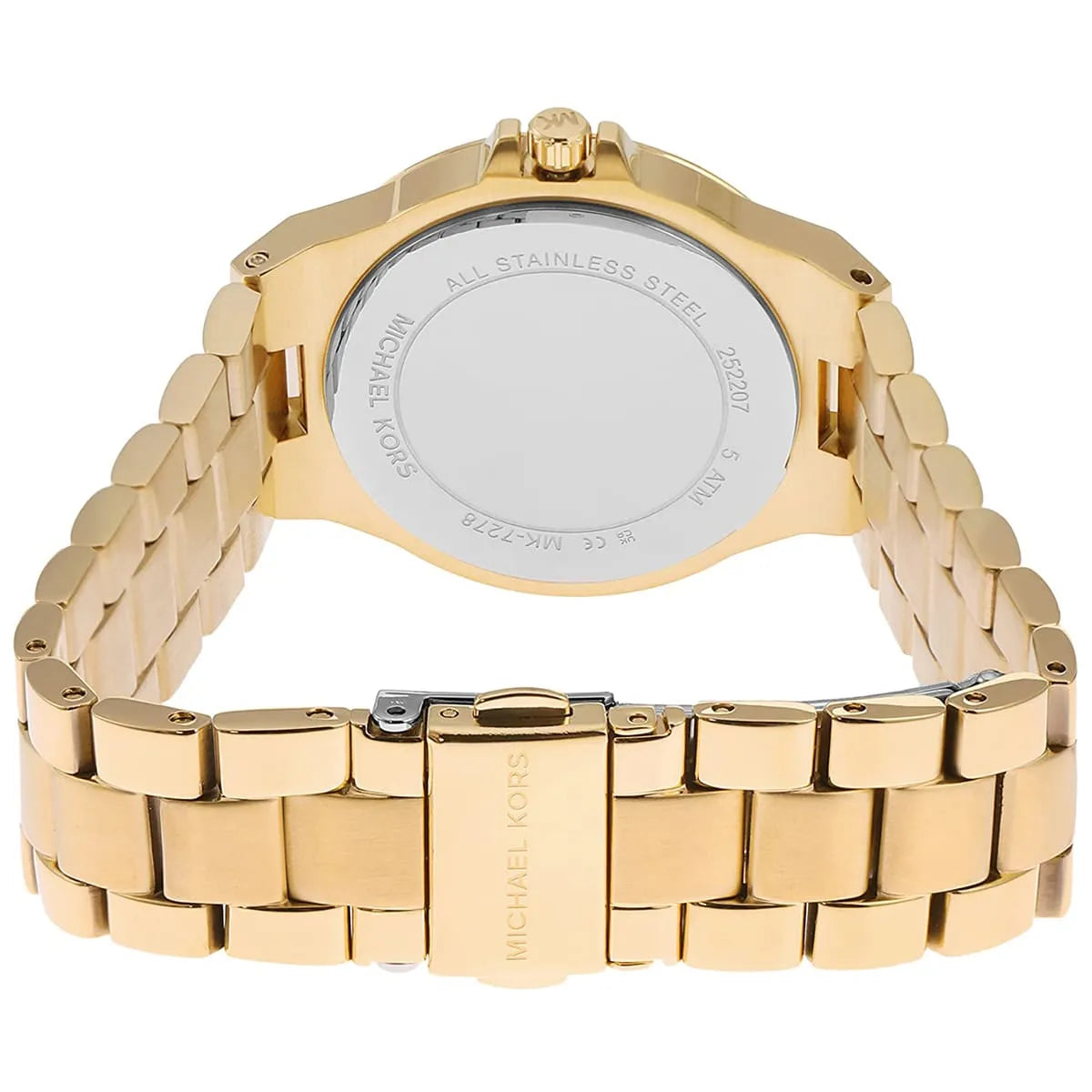 Michael Kors Mini Lennox watch shown from rear caseback and bracelet view