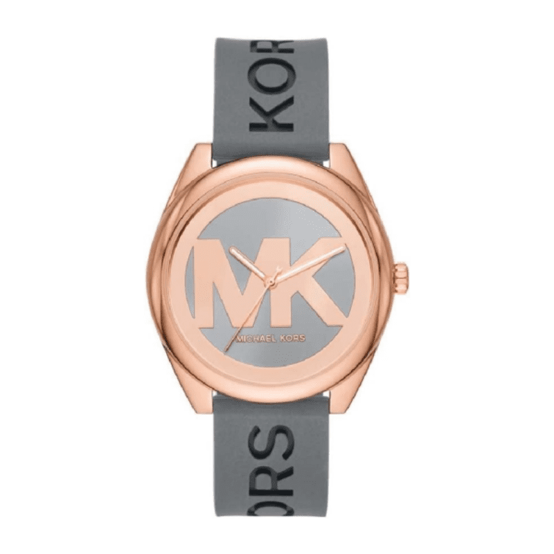 Michael Kors Janelle Three Hand Grey Dial Grey Rubber Strap Watch For Women - MK7314