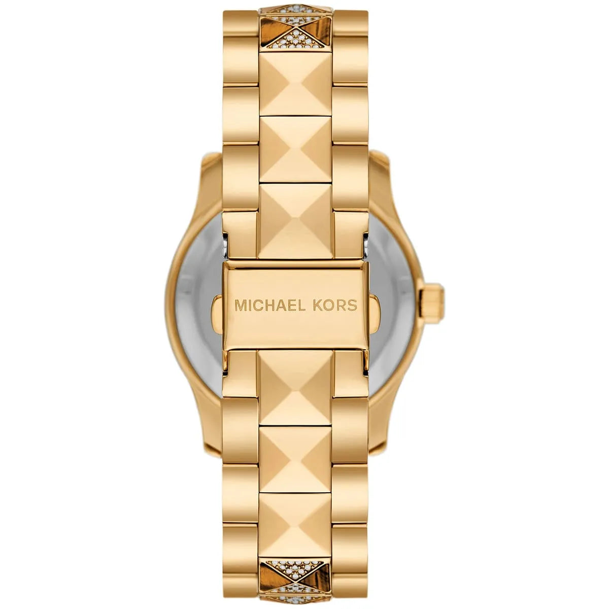 Back view of Michael Kors Everest MK7389 with decorative quilted strap design and case back