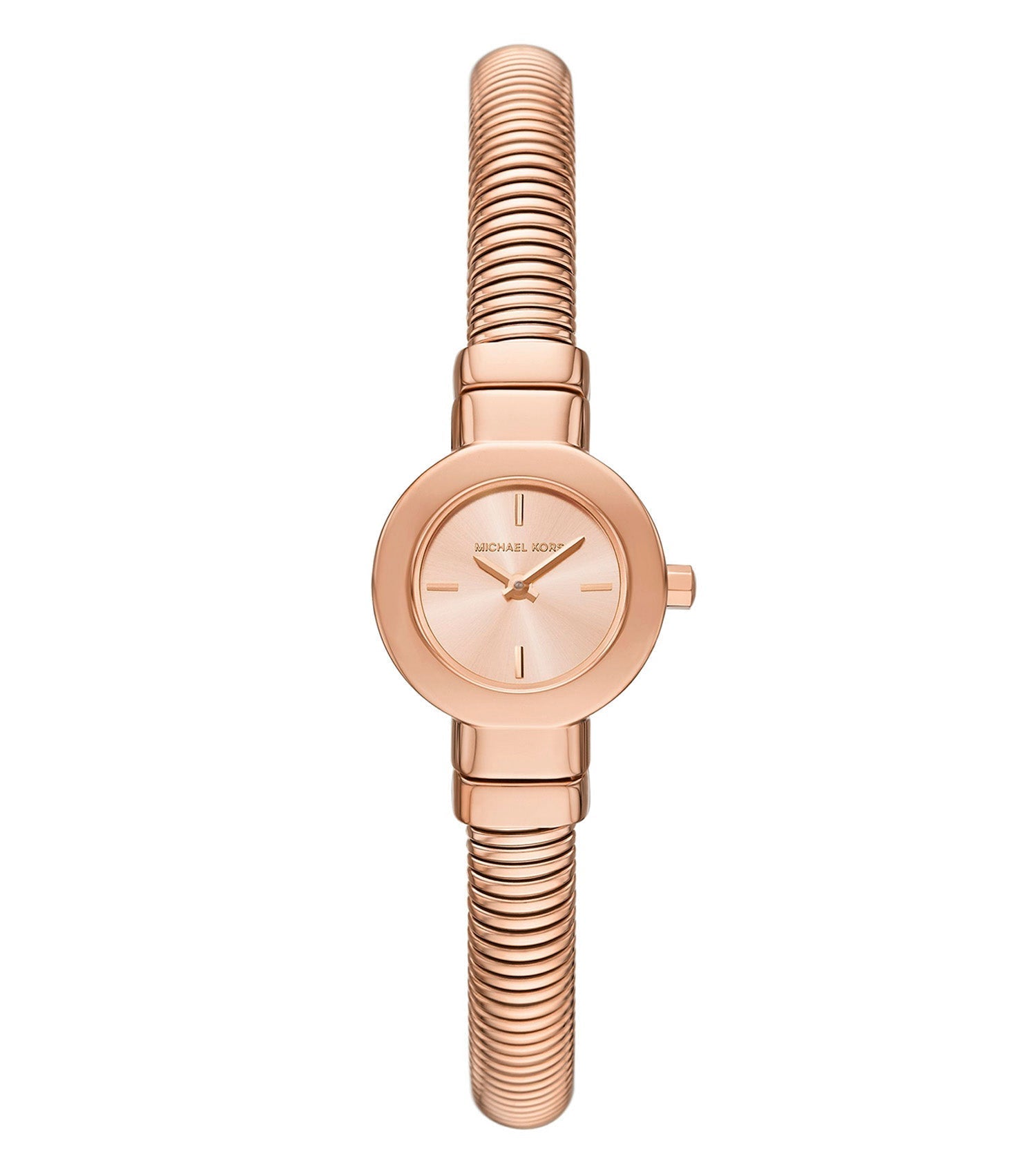 Michael Kors Mini Gramercy rose gold-tone women's watch with textured bangle bracelet