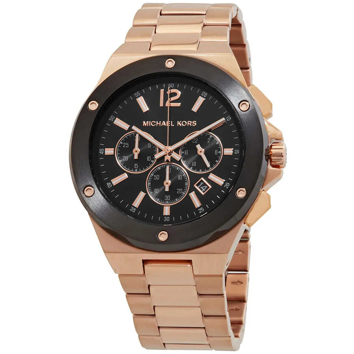 Michael Kors Lennox Chronograph Black Dial Rose-gold Men's Watch - MK8940