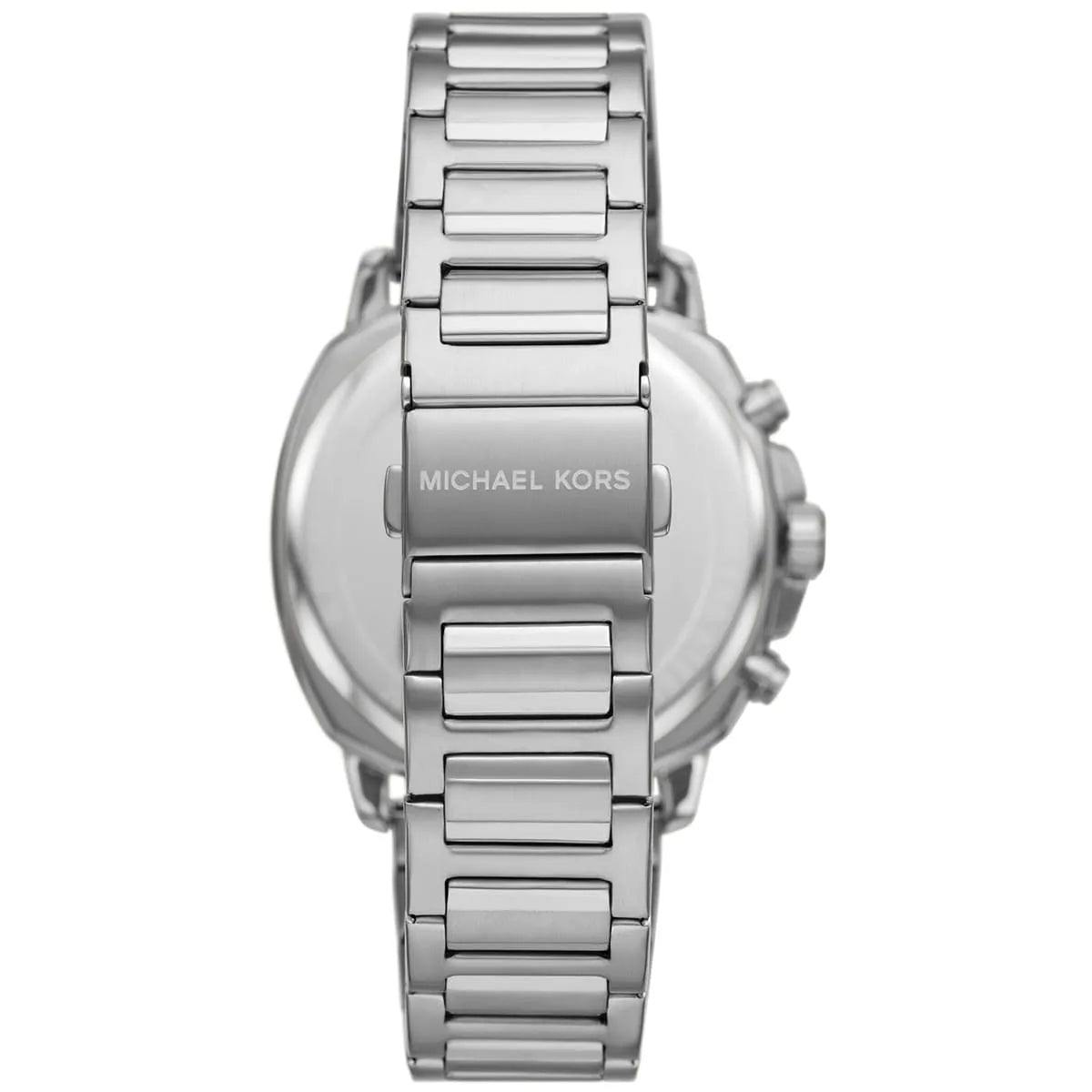 Michael Kors Sullivan watch caseback with silver-tone metal bracelet