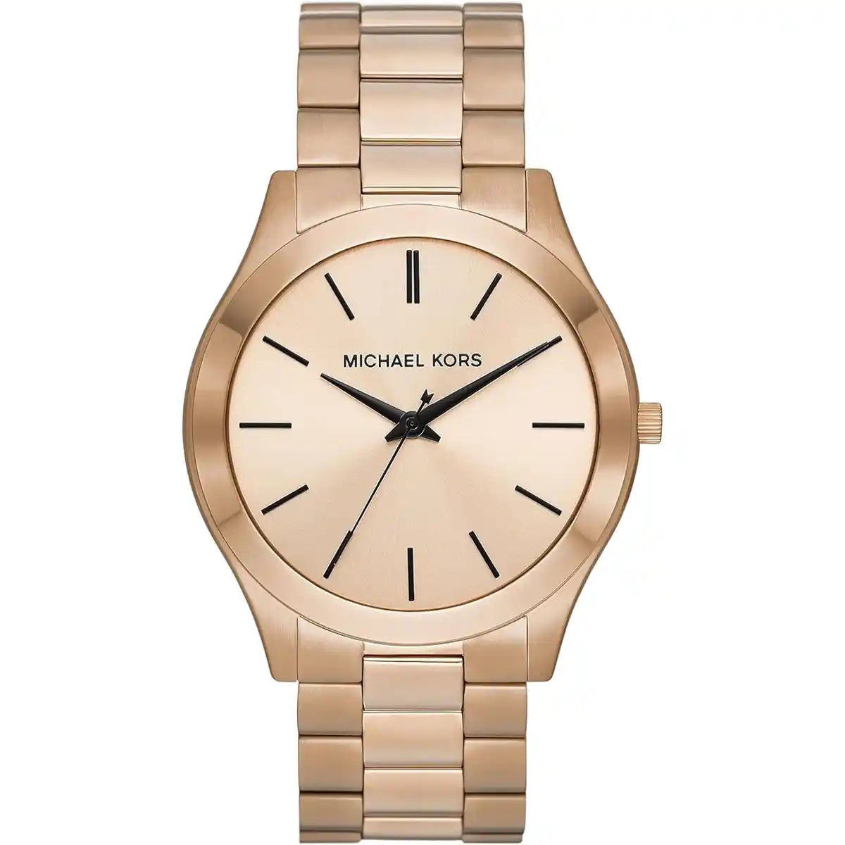 Michael Kors MK9122 gold-tone watch with beige dial and metal bracelet strap