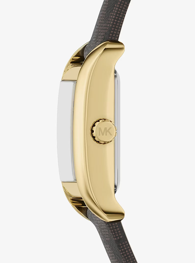 Michael Kors Mini Monroe Gold-Tone and Logo Strap Watch - MKO1265