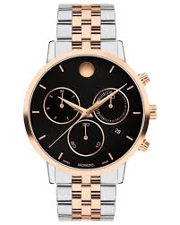 Movado Black Dial Rose Gold Tone Case Quartz   Men's Watch - 0607845