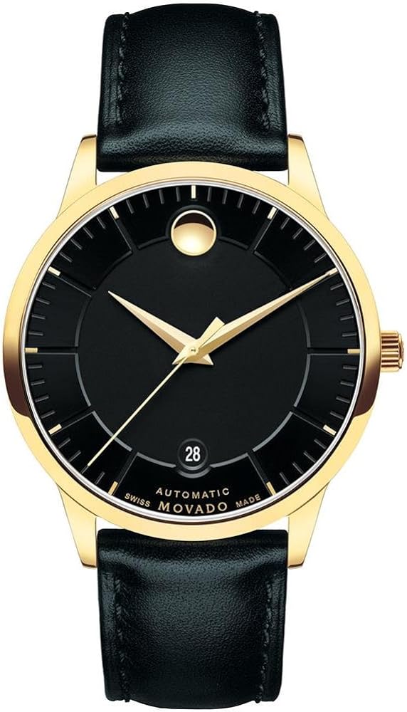 Movado 1881 Automatic Black Dial Black Leather Men's Watch - 0606875