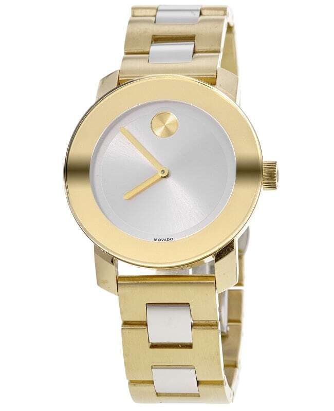 Movado Bold Silver Dial Yellow Gold PVD Ladies Watch - 3600129