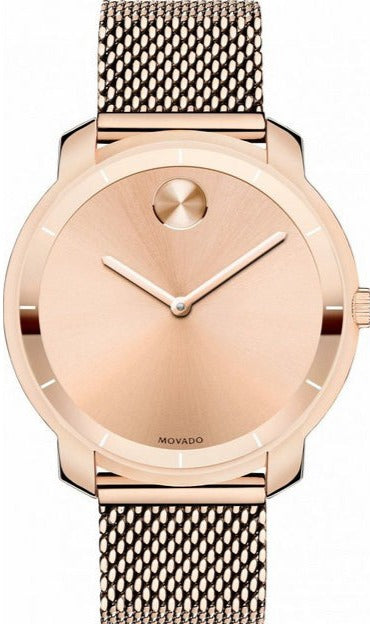 Movado Bold Rose Gold Dial Rose Gold Mesh Bracelet Women Watch - 3600243