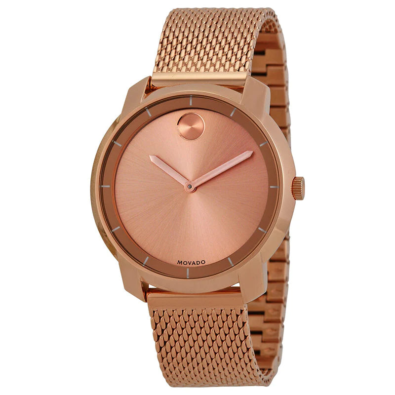 Movado Bold Rose Gold Dial Rose Gold Mesh Bracelet Women Watch - 3600243