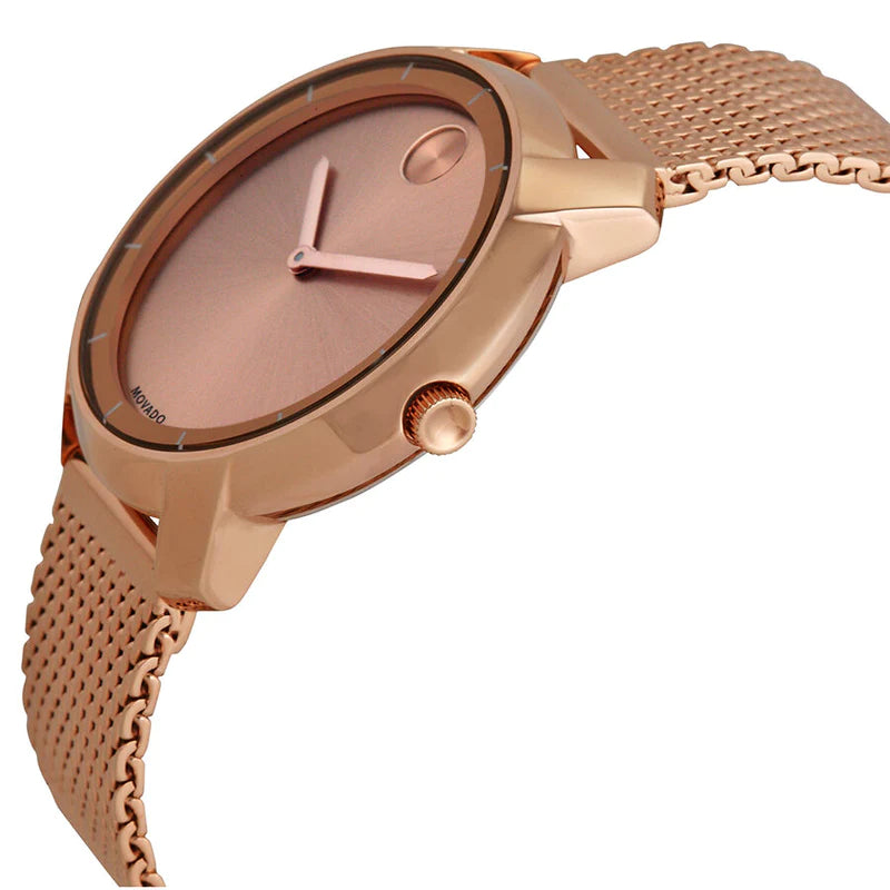 Movado Bold Rose Gold Dial Rose Gold Mesh Bracelet Women Watch - 3600243