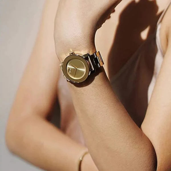 Movado Bold Gold Dial Gold Steel Strap Women Watch - 3600323