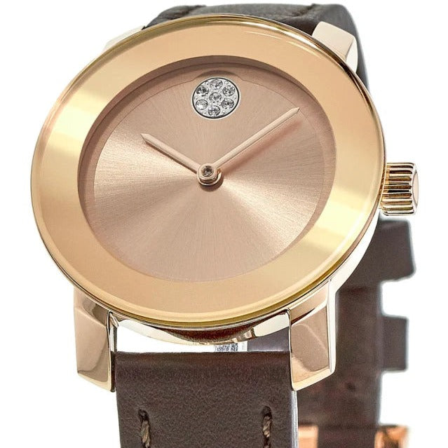 Movado Bold Rose Dial Brown Leather Ladies Watch - 3600438