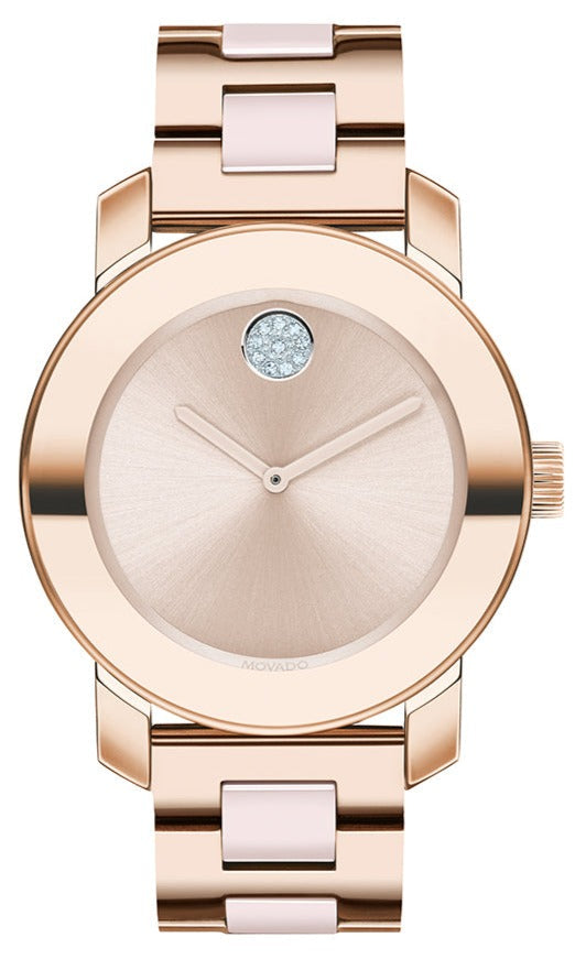 MOVADO Bold 36MM Metallic Dial Rose Gold Ceramic Women's Watch - 3600639