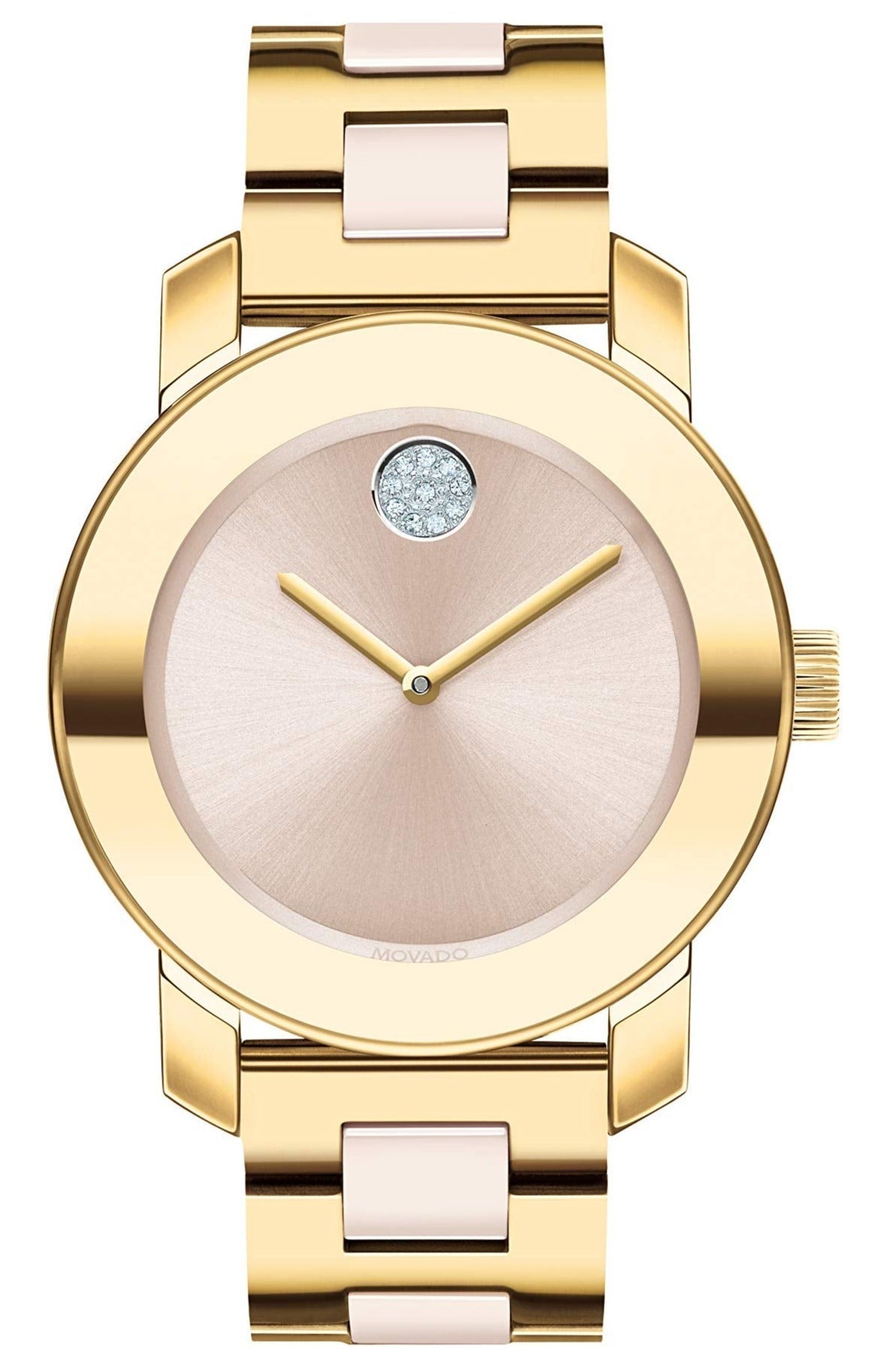 Movado Bold Ceramic Beige Dial Gold Tone Steel Women's Watch 3600640