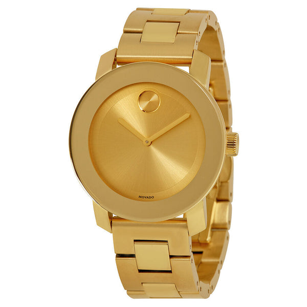 Movado Bold Champagne Dial Yellow Gold Ion-pated Ladies Watch #3600085 - Watches of New Zealand