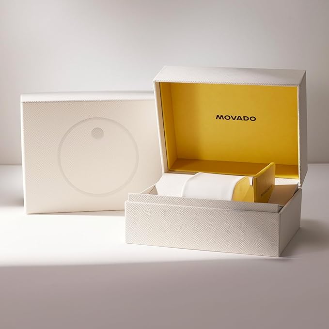 Movado Bold Evolution 2.0 packaging with cream and gold presentation box