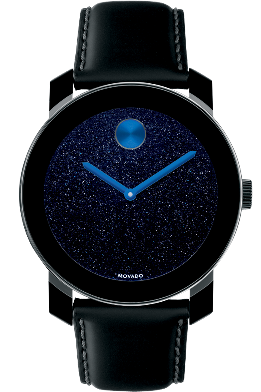 Movado Bold TR90 men's watch with dark blue dial and blue hands