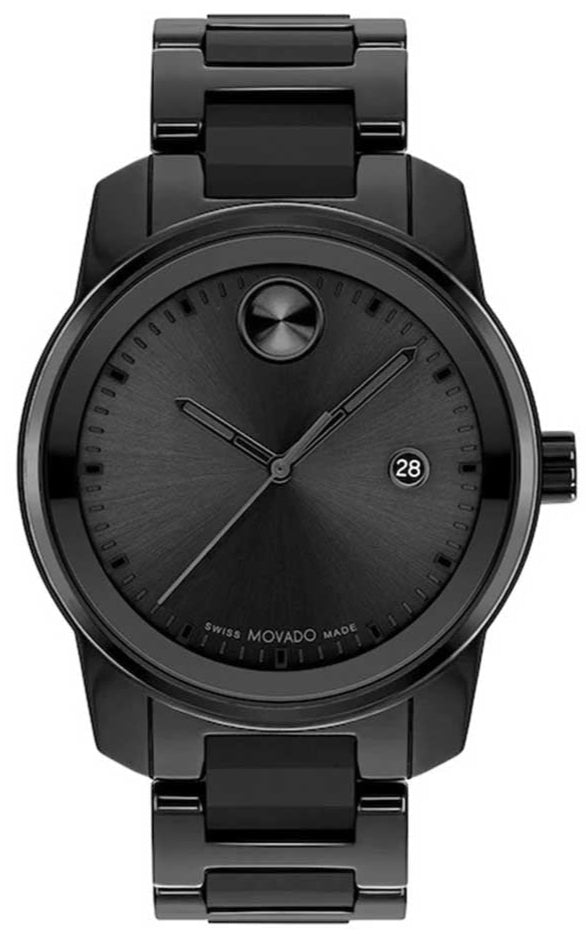 Movado BOLD Verso Black Dial Black Ceramic and Steel Men's Watch 3600863