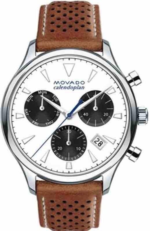 Movado Heritage White Dial Chronograph Watch Men's - 3650008