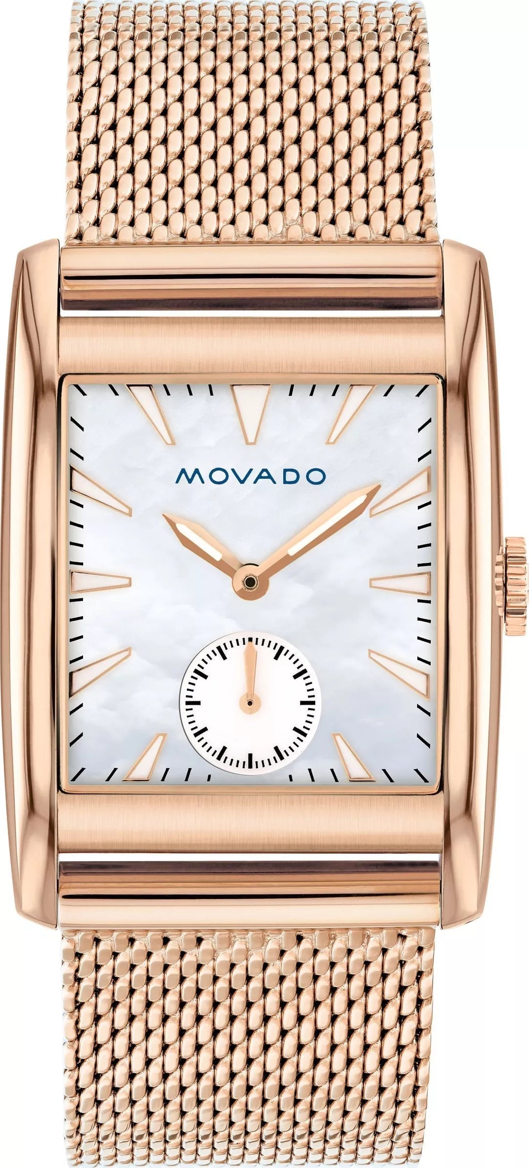 Movado Heritage White Mother of Pearl Dial Rose Gold Mesh Bracelet Women's Watch - 3650041