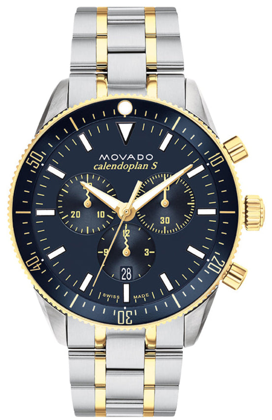 Movado Heritage Calendoplan S Chronograph Blue Dial Two-Tone Men's Watch - 3650126