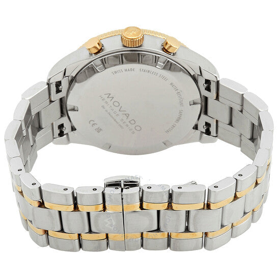 Two-tone stainless steel and gold-tone metal bracelet with fold-over clasp