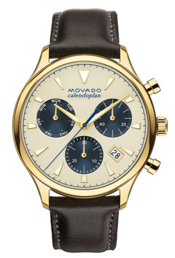 Movado Heritage Chronograph Parchment Dial Men's Watch - 3650007