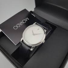 Movado Museum Quartz Silver Dial Black Leather Strap Men's Watch - 2100001