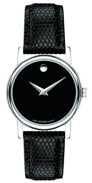 Movado Museum Black Dial Black Leather Strap Men Watch - 2100002