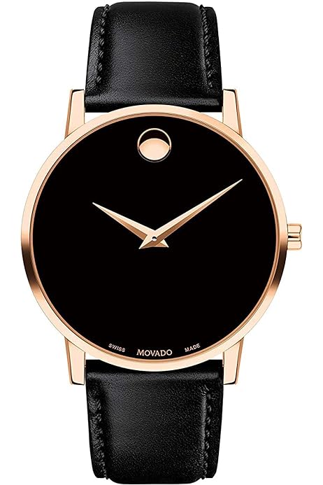 Movado Museum Black Dial Black Leather Strap Men Watch - 2100005