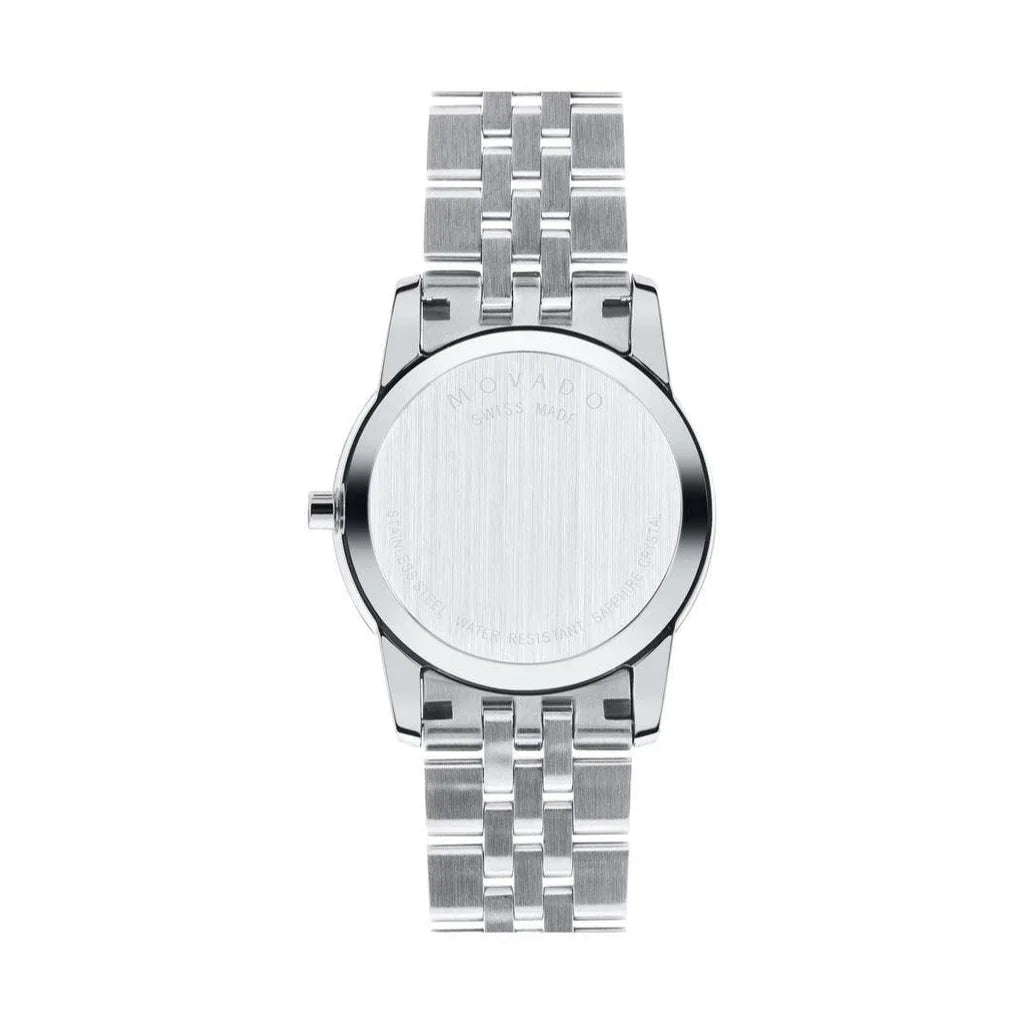 Movado Museum Classic Black Dial Silver Steel Strap Women Watch - 0606505