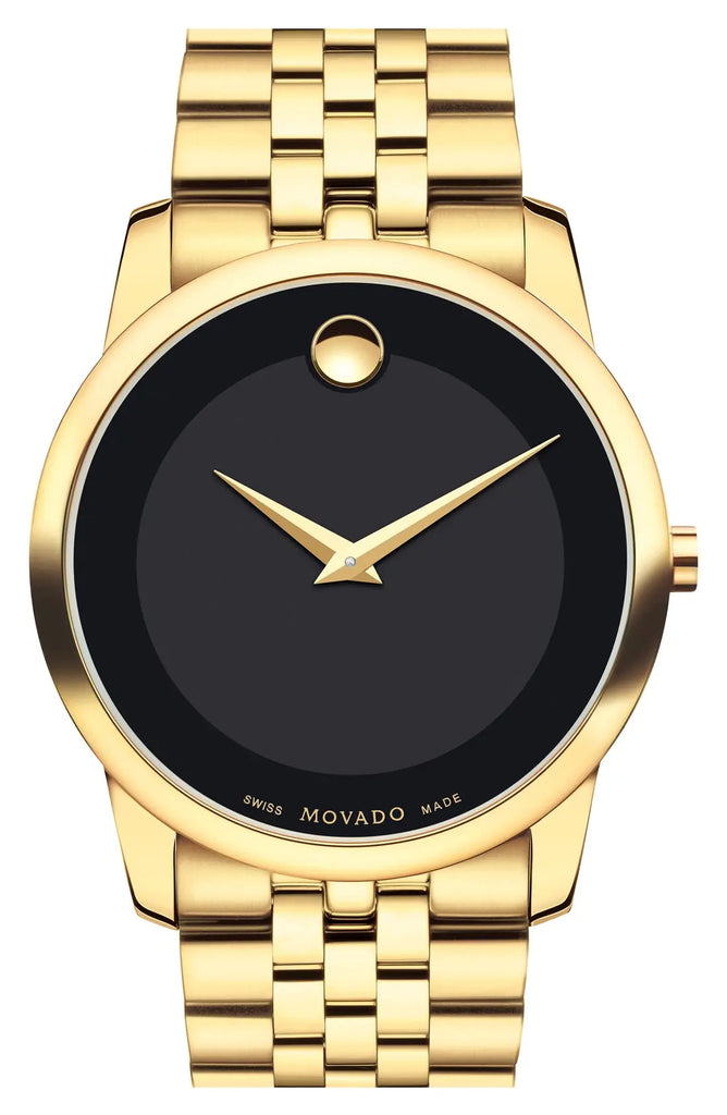Movado Museum Classic Swiss Black Yellow Gold PVD Watch 0606997