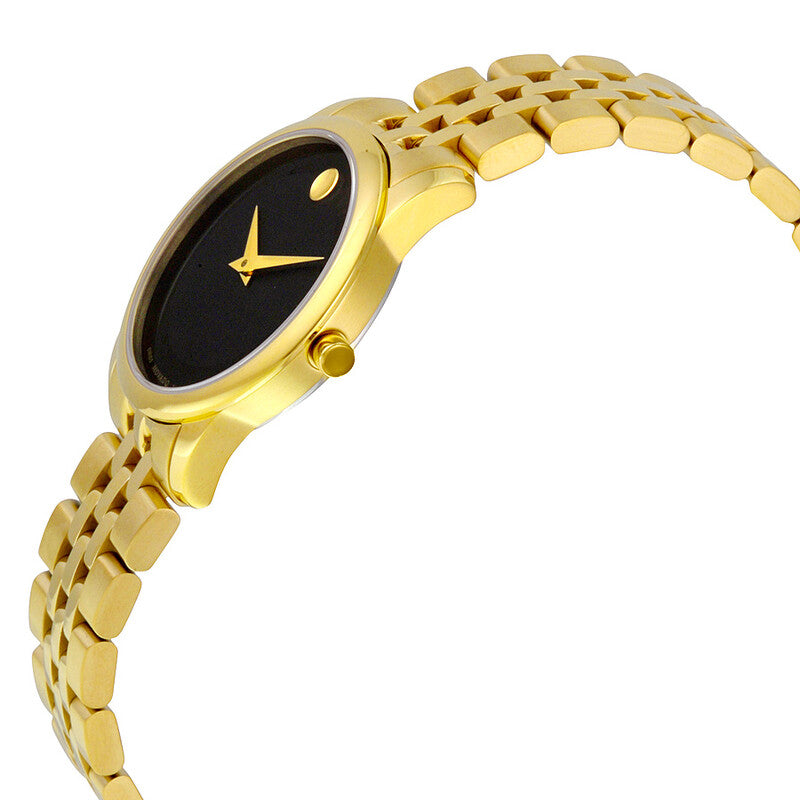 Movado Museum Classic yellow gold PVD watch side profile angle view
