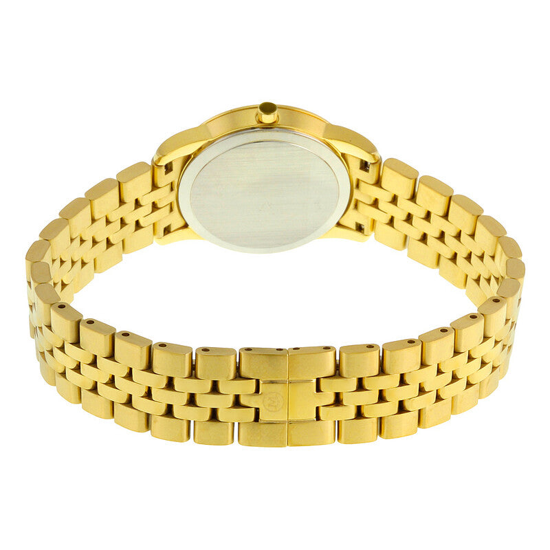 Movado Museum Classic yellow gold PVD bracelet and caseback viewed from back