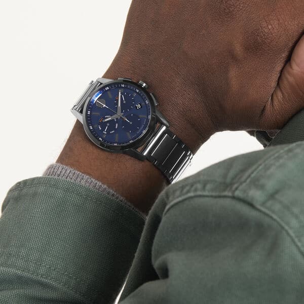 Movado Museum Sport Chronograph Quartz Blue Dial Men's Watch - 0607624